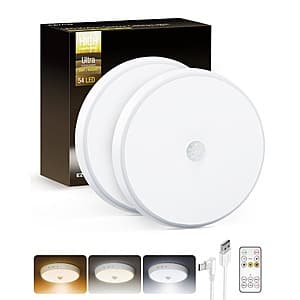 2-Pack EZVALO 10000mAh Motion Sensor Dimmable Light w/ Remote $22.40