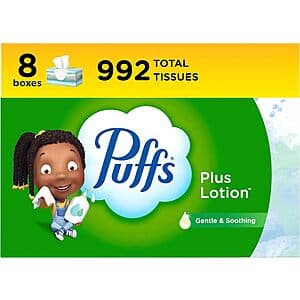 8-Pack 124-Sheet Puffs Facial Tissues (Various) + $15 Amazon Promotional Credit 4 for $50.45 w/ Subscribe & Save + Free Shipping
