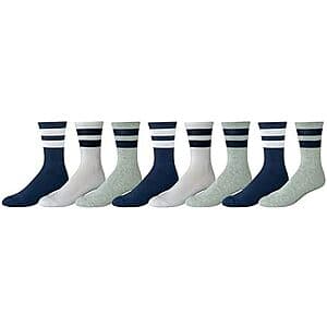 8-Pairs Amazon Essentials Men's Retro Stripe Crew Sock $5.50