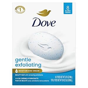 8-Pack 3.75-Oz Dove Beauty Bar Soap: Sensitive Skin $6, Gentle Exfoliating $5.80 & More