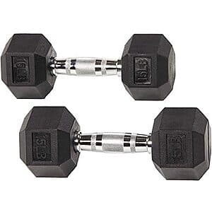15-lbs Fitvids Rubber Encased Hex Dumbbell (Pair) $26