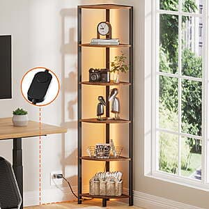 6-Tier Satifur Corner Shelf Bookcase with LED Light Strip (Various Colors) $38 + Free Shipping