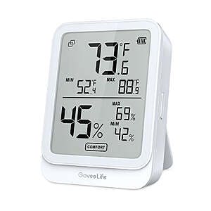 GoveeLife Bluetooth Hygrometer Thermometer (Black or White): 2-Pack $15, 1-Pack $9 + Free Shipping