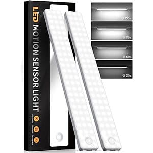 2-Pack 8" Under Cabinet Motion Sensor Rechargeable Lighting $6