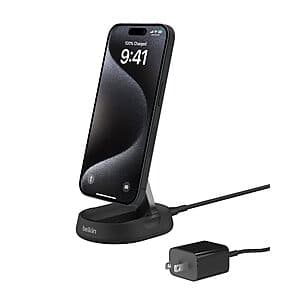 15W Belkin MagSafe-Compatible Qi2 Convertible Charging Stand w/ Power Supply $24.50