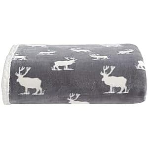 Eddie Bauer Brushed Fleece Throw Blanket (Elk Stance Grey, 50" x 60") $10.50
