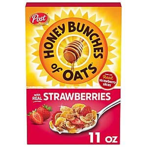 Select Locations: 11-Oz Honey Bunches of Oats Breakfast Cereal (Strawberry) $1.50 w/ Subscribe & Save