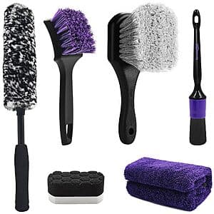 6-Pc YeewayVeh Car Wheel & Tire Detailing Brush Kit (Purple) $12.60