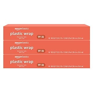3-Pk 100-sq-ft Amazon Basics Plastic Wrap $3.75 w/ Subscribe & Save
