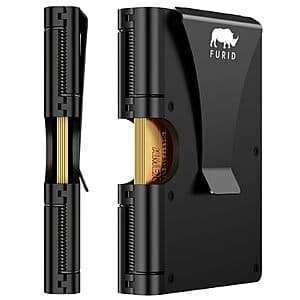 Furid Men's Slim Metal RFID Wallet w/ Money Clip (Black) $5