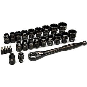 25-Pc GEARWRENCH 3/8" Drive Pass Through Ratchet & Socket Set $32