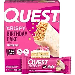 4-Pack 1.83-Oz Quest Nutrition Protein Bar (Crispy Birthday Cake) $6