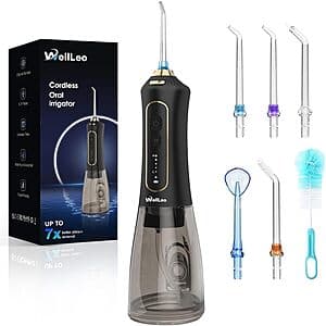 WellLeo 300ml Cordless Rechargeable Water Flosser $9