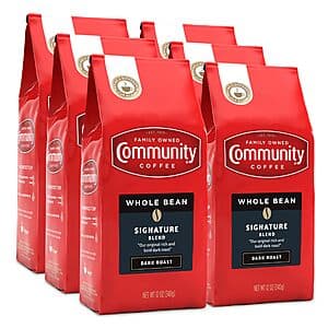 6-Pack 12-Oz Community Coffee Whole Bean Coffee (Signature Blend, Dark Roast) $26.95 w/ Subscribe & Save + Free Shipping