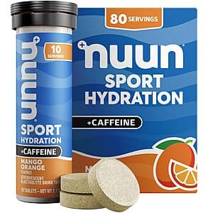 80-Ct Nuun Sport Electrolyte Tablets w/ Caffeine (Mango Orange or Fresh Lime) $19.55 w/ Subscribe & Save