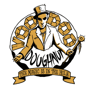 Voodoo Doughnut pastries and coffee cup celebrating National Coffee Day promotion.