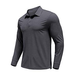 PINSPARK Men's Long Sleeve UPF 50+ Moisture Wicking Golf Polo Shirt (Various) $9