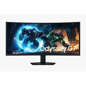 Samsung 40-inch Odyssey G7 G75F curved gaming monitor with dark bezels and curved ultrawide display panel.