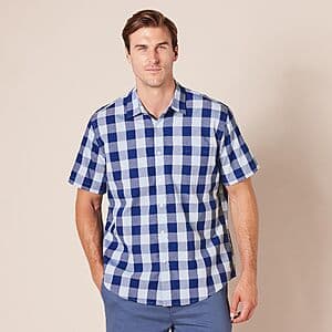 Amazon Essentials Men's Regular-Fit Short-Sleeve Poplin Shirt (Select Designs & Sizes) $8.95