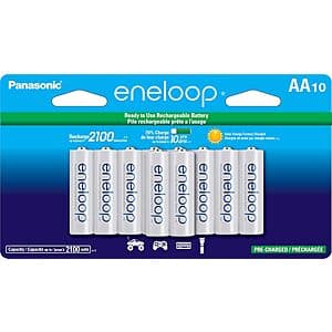 10-Pk Panasonic Eneloop AA Ni-MH Rechargeable Batteries $24