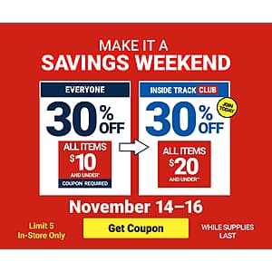 Harbor Freight In-Stores Offer: Make It a Savings Weekend: All Items $10 or Less 30% Off (Valid thru 11/16)