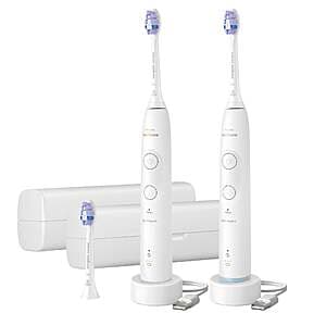Philips Sonicare electric toothbrush with black handle, white bristles, and smart sensor technology for pressure detection.