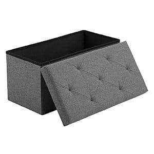 Sweetcrispy Folding Storage Ottoman Bench (Deep Grey) $24