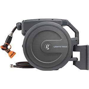 Giraffe Tools AW30 100' x 1/2" Retractable Wall Mounted Garden Hose Reel (Dark Grey) $84.10 + Free Shipping