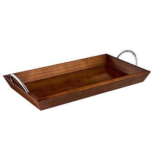 Mainstays 18" x 10" Wooden Tabletop Decor Tray w/ Chrome Handles $9.15