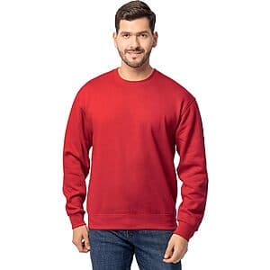 Fruit of the Loom Men's Eversoft Fleece Crewneck Sweatshirt (Red, L) $6.40