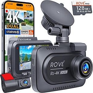ROVE R2-4K DUAL Front & Rear Dash Cam w/ STARVIS 2 Sensor $90 + Free Shipping