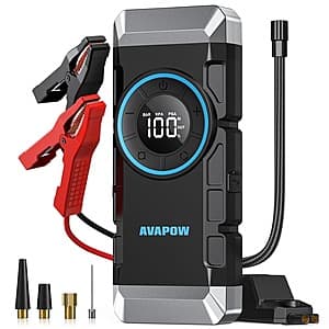 AVAPOW 3000A 12V 23800mAh Portable Car Jump Starter w/ 150PSI Air Compressor $33 + Free Shipping