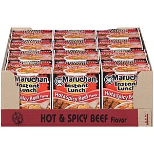 12-Count 2.25oz. Maruchan Instant Lunch Ramen Noodle Soup (Hot & Spicy Beef) $4.10 & More