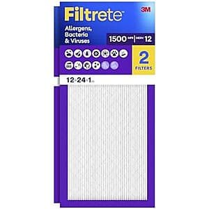 2-Pk Filtrete 12x24x1 MERV 12 MPR 1500 Air Filter $10.10 w/ S&S