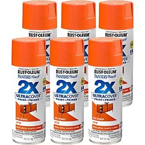 6-Pk 12oz Rust-Oleum Painter's Touch 2X Ultra Cover Spray Paint (Fire Orange) $18.95