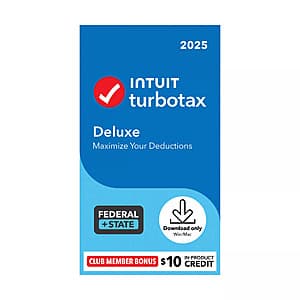 BJ’s Members: TurboTax 2025 Deluxe Federal & State + $10 In-Product Credit $45 (Digital Delivery)