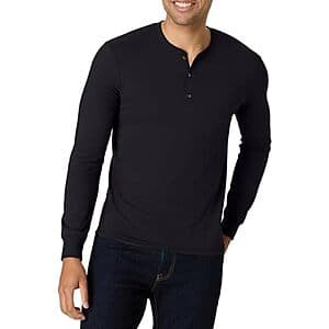 Hanes Men's Tri-Blend Henley Long Sleeve T-Shirt (Black) $5