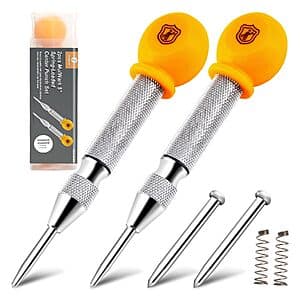 2-Pc 5" Mulwark Spring Loaded Center Punch Set w/ Spare Tips & Springs $8.40