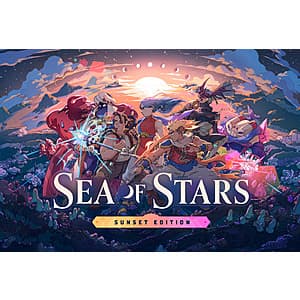 Sea of Stars: Sunset Edition PC game cover art or promotional image featuring sun and moon celestial elements.
