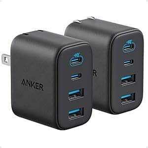 2-Pk Anker Zolo 4-Port up to 50W USB-C & USB-A Wall Chargers (Black) $25