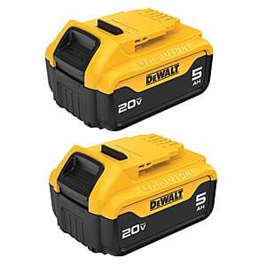 2-Count DeWalt 20V MAX 5AH Batteries $99 + Free S/H Orders $150+