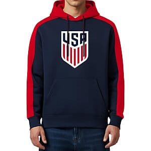 US Soccer team hoodie with logo design on front.