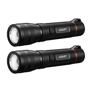 2-Pk Coast G60R 1000 Lumen Waterproof Rechargeable LED Flashlight $22.85