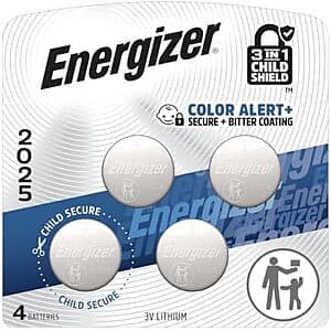 4-Pk Energizer 3V Lithium Coin 2025 Batteries w/ 3-in-1 Child Shield $3.75 w/ S&S