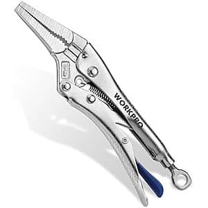6.5" WORKPRO Steel Long Nose Locking Pliers w/ CR-MO Steel Jaws $6.30