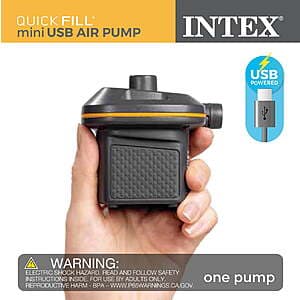 Intex Mini USB Powered Air Pump with 3 Nozzles for Mattresses and Inflatables $9.90