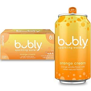 8-Pack 12-Oz Bubly Sparkling Water (Orange Cream) $2.80