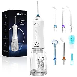WellLeo 300ml Cordless Rechargeable Water Flosser (White) $9