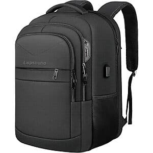 Lapsouno TSA Friendly Travel Backpack w/ 17" Laptop Slot (Black) $18.20