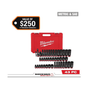 Select Stores: 43-Pc Milwaukee Shockwave 3/8" SAE/Metric 6 Point Impact Socket Set $69 (In-Store Purchase Only)